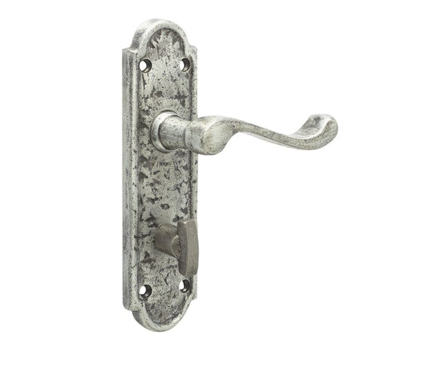 Frelan Hardware Door Furniture Pewter / Bathroom Lock Handles Frelan - Turnberry Bathroom Lock Handles on Backplate - Pewter