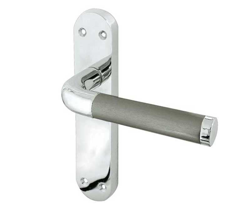 Frelan Hardware Door Furniture Polished Chrome/Satin Chrome / Latch Handles Frelan - Twin Lever Latch Handles on Backplates - Polished Chrome/Satin Chrome
