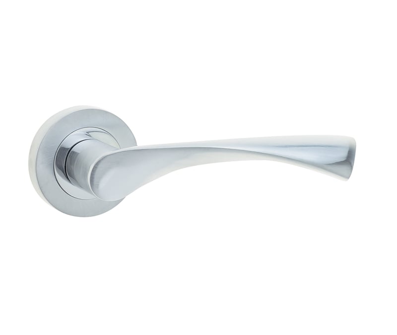 Frelan Hardware Door Furniture Polished Chrome/Satin Chrome / Round Rose Frelan - Twirl Levers on Round Rose - Polished Chrome/Satin Chrome