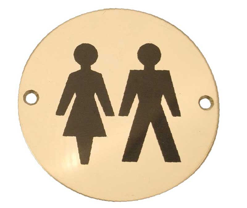 Frelan Hardware Door Furniture Polished Brass / Signs Frelan - UniSex - Signage 75mm Dia. - Polished Brass