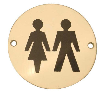 Frelan Hardware Door Furniture Polished Brass / Signs Frelan - UniSex - Signage 75mm Dia. - Polished Brass