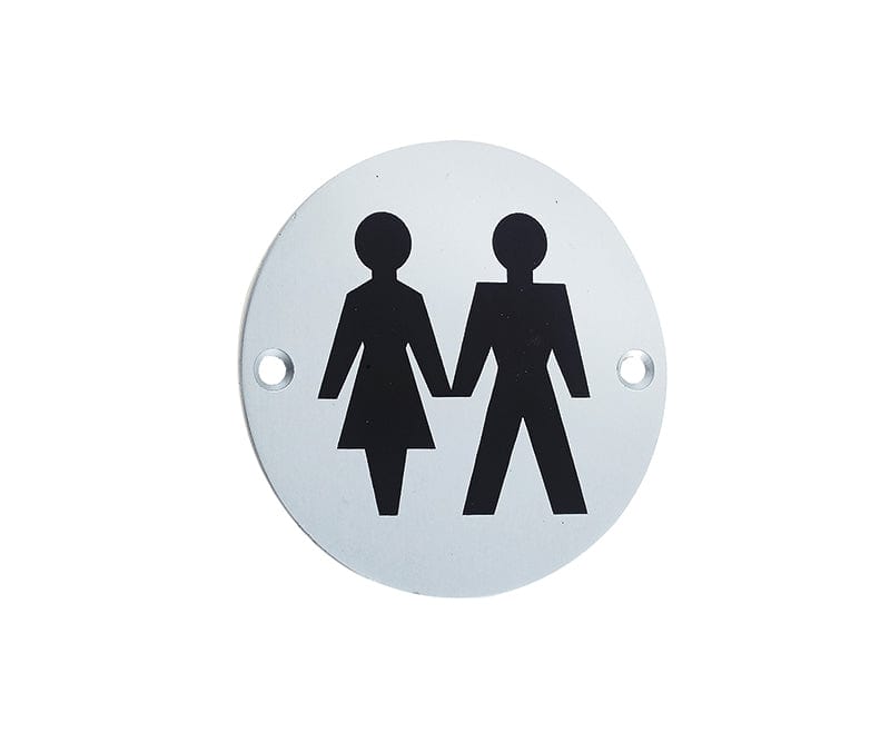 Frelan Hardware Door Furniture Satin Anodised Aluminium / Signs Frelan - UniSex - Signage 75mm Dia. - Satin Anodised Aluminium