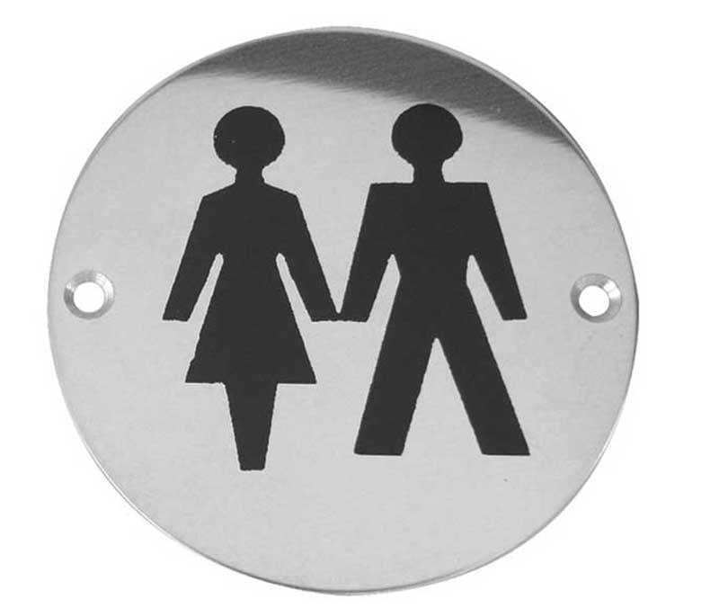 Frelan Hardware Door Furniture Satin Stainless Steel / Signs Frelan - UniSex - Signage 75mm Dia. - Satin Stainless Steel