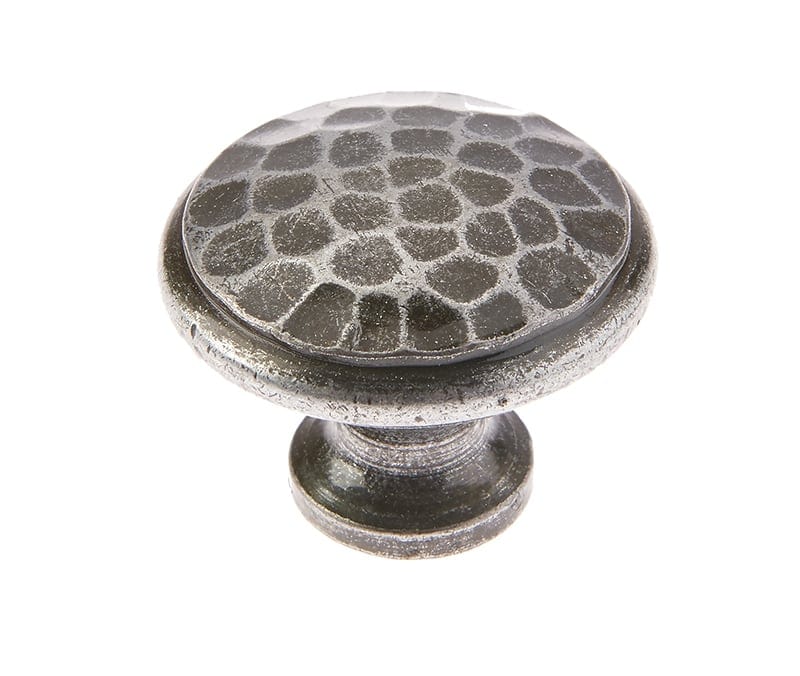 Frelan Hardware Cabinet Hardware Pewter / Cabinet Knobs / 40mm Dia. Frelan - Valley Forge 40mm Hammered Cabinet Knobs - Pewter