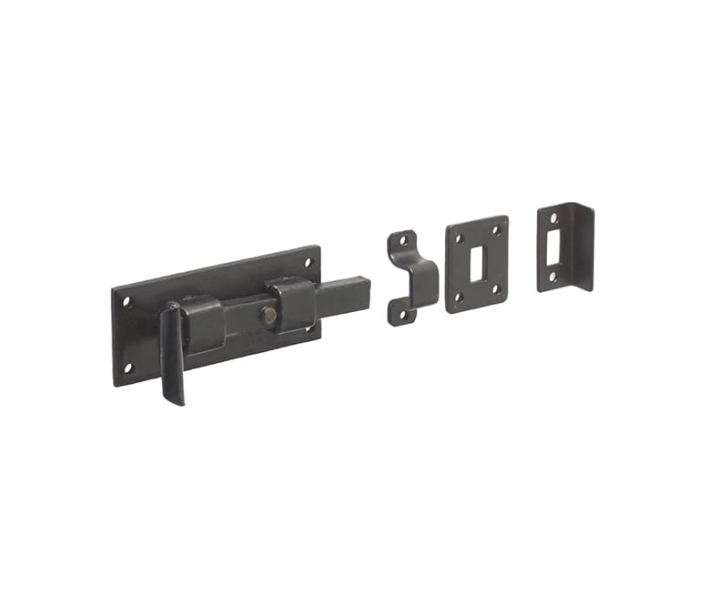 Frelan Hardware Accessories Black / Straight Surface Bolts / 90mm Frelan - Valley Forge 90mm Straight Door Bolt - Black