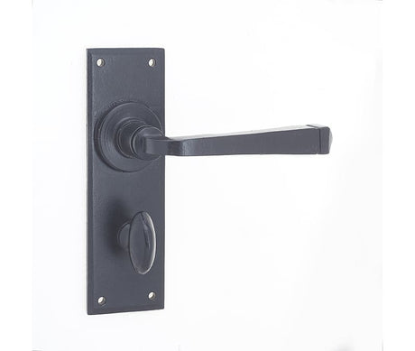 Frelan Hardware Door Furniture Black / Bathroom Lock Handles Frelan - Valley Forge Bathroom Lock Handles on Backplate - Black