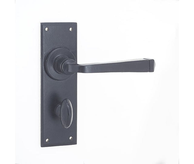 Frelan Hardware Door Furniture Black / Bathroom Lock Handles Frelan - Valley Forge Bathroom Lock Handles on Backplate - Black
