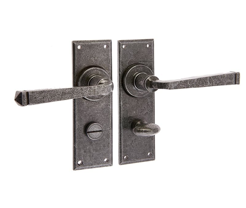 Frelan Hardware Door Furniture Pewter / Bathroom Lock Handles Frelan - Valley Forge Bathroom Lock Handles on Backplate - Pewter