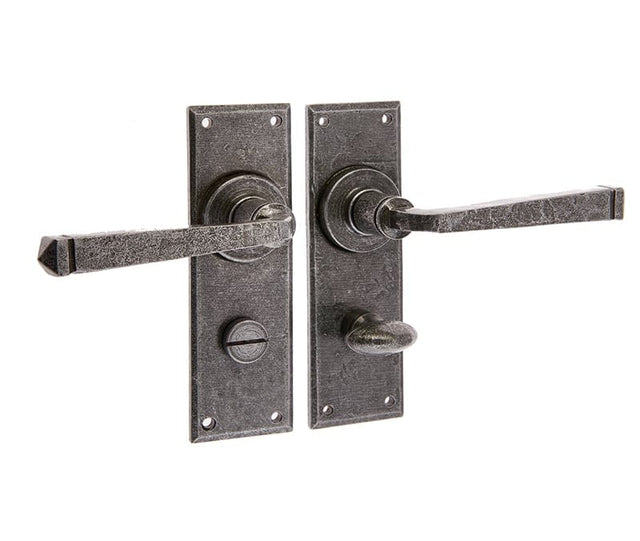 Frelan Hardware Door Furniture Pewter / Bathroom Lock Handles Frelan - Valley Forge Bathroom Lock Handles on Backplate - Pewter