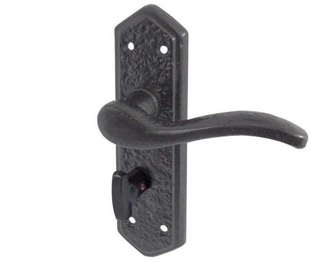 Frelan Hardware Door Furniture Antique Black / Bathroom Lock Handles Frelan - Wentworth Bathorom Lock Handles on Backplate - Antique Black