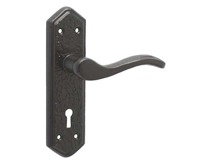 Frelan Hardware Door Furniture Antique Black / Std. Lock Handles Frelan - Wentworth Lever Lock Handles on Backplate - Antique Black