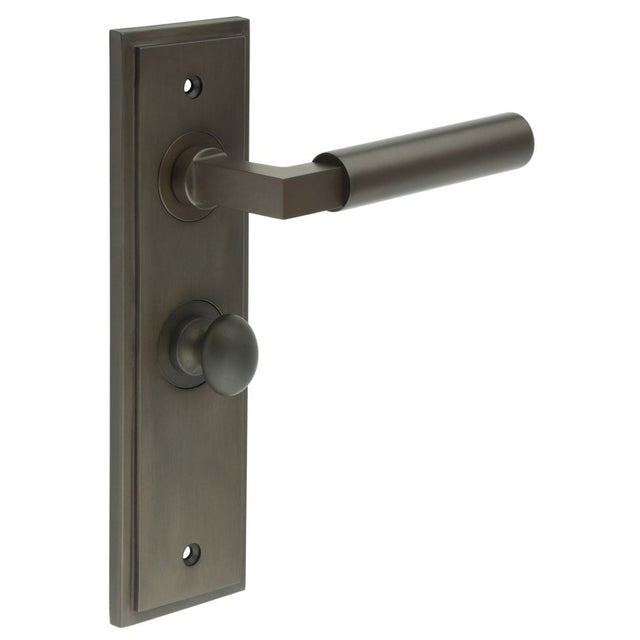 Frelan Hardware Door Furniture Dark Bronze / Bathroom Lock Handles Frelan - Westminster Door Handle Bathroom Backplate Dark Bronze & Turn & Release