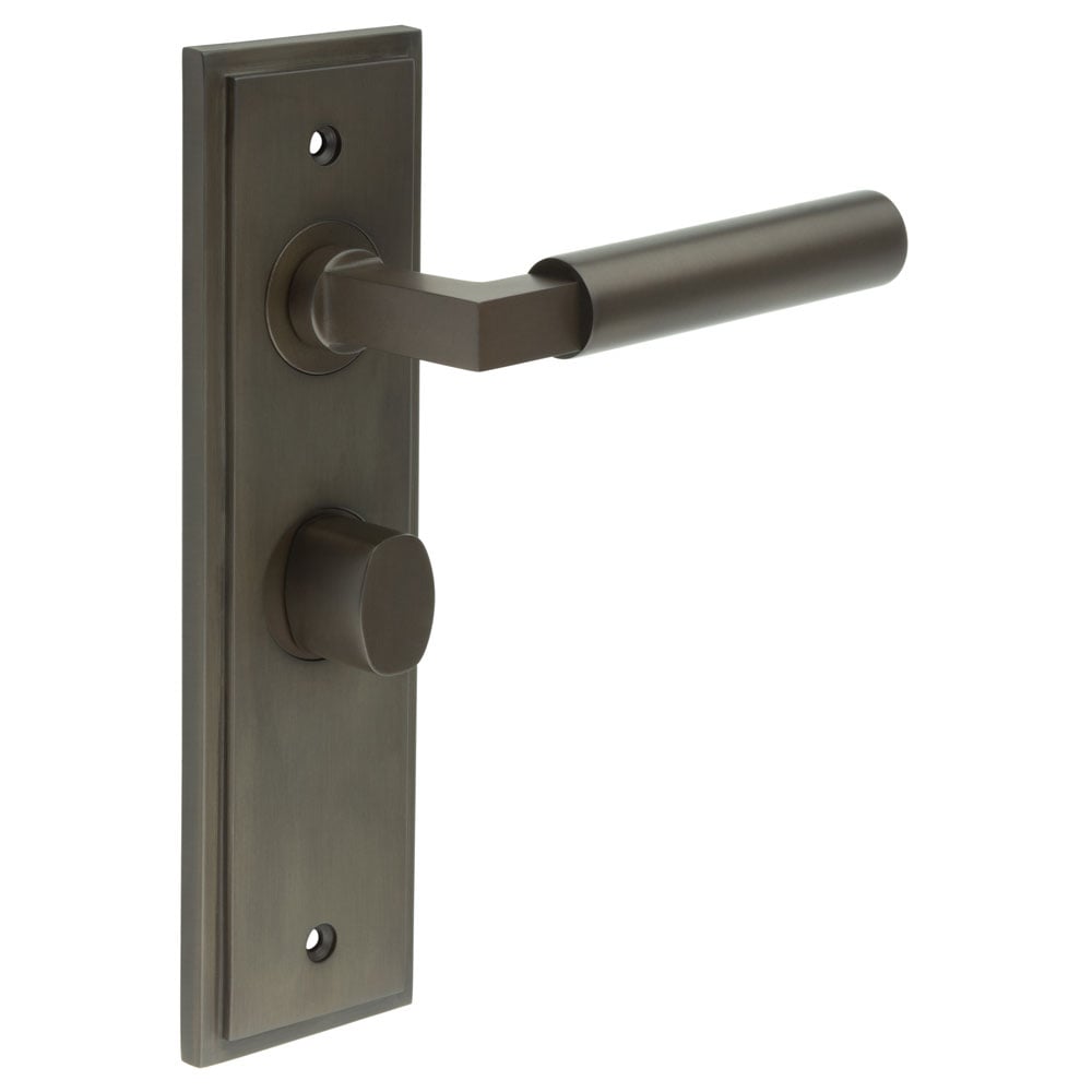 Frelan Hardware Door Furniture Dark Bronze / Bathroom Lock Handles Frelan - Westminster Door Handle Bathroom Backplate Dark Bronze & Turn & Release