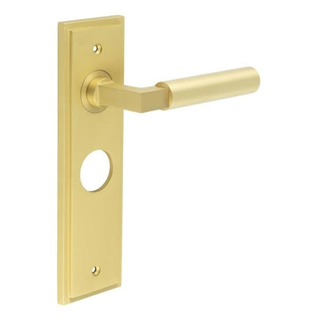 Frelan Hardware Door Furniture Satin Brass / Bathroom Lock Handles Frelan - Westminster Door Handle Bathroom Backplate Satin Brass