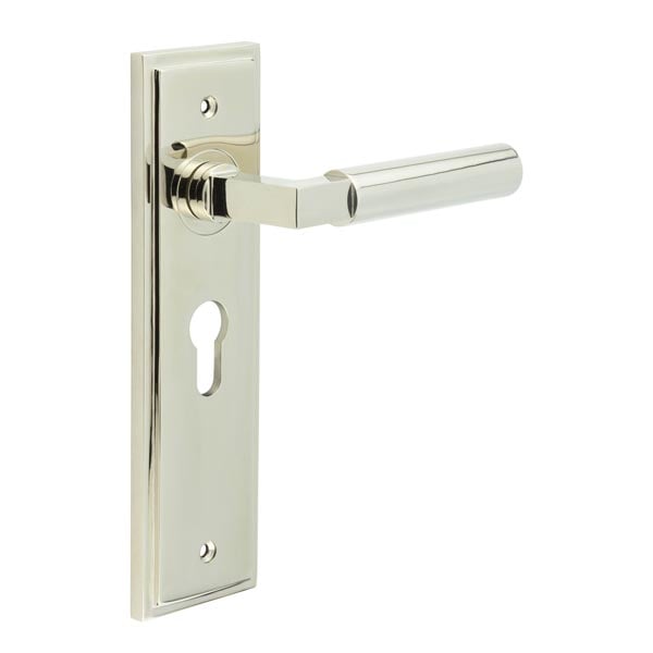 Frelan Hardware Door Furniture Polished Nickel / Euro Profile Lock Handles Frelan - Westminster Door Handle Euro Backplate Polished Nickel