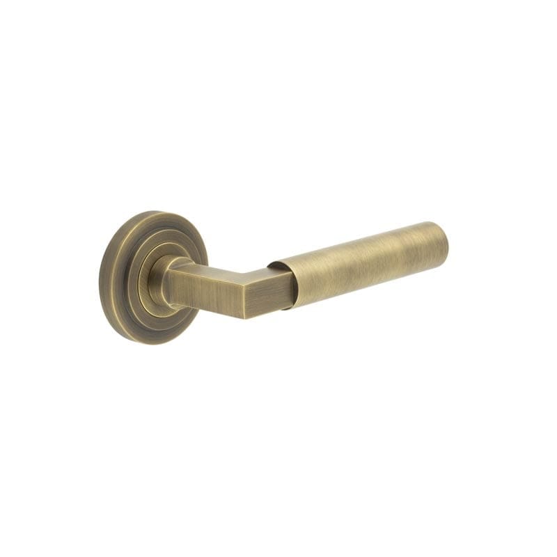 Frelan Hardware Door Furniture Antique Brass Frelan - Westminster Door Handle on Stepped Rose Antique Brass