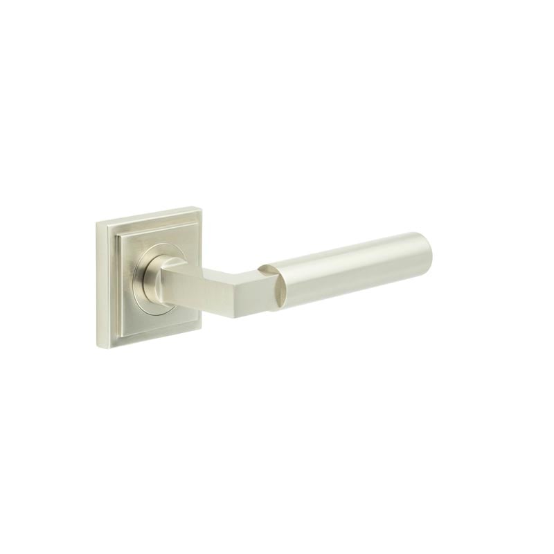 Frelan Hardware Door Furniture Satin Nickel Frelan - Westminster Door Handles Square Stepped Satin Nickel