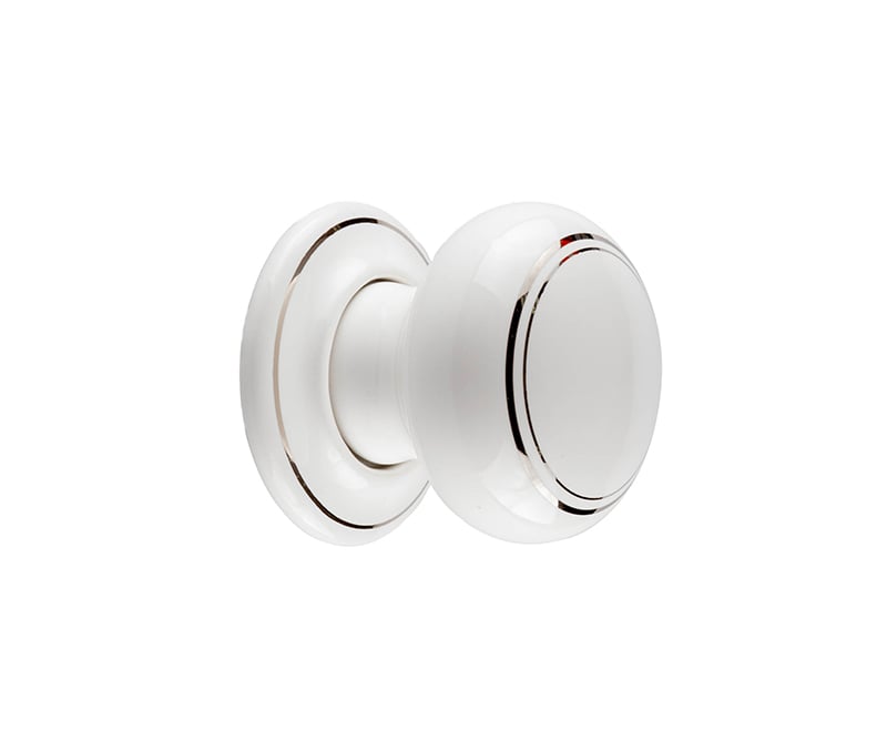 Frelan Hardware Door Furniture White Silverline / Mortice Knobs Frelan - White Lined Porcelain Unsprung Mortice Knobs - White/Silver Line