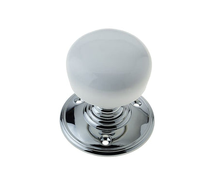 Frelan Hardware Door Furniture White Porcelain / Mortice Knobs Frelan - White Porcelain Unsprung Mortice Knobs - Polished Chrome