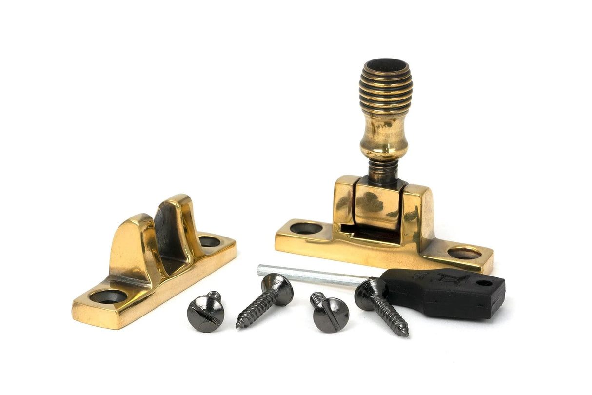 From The Anvil Window Furniture Aged Brass / Sash Window Brighton Fasteners / Yes From The Anvil - Aged Brass Beehive Brighton Fastener - Narrow (Square)