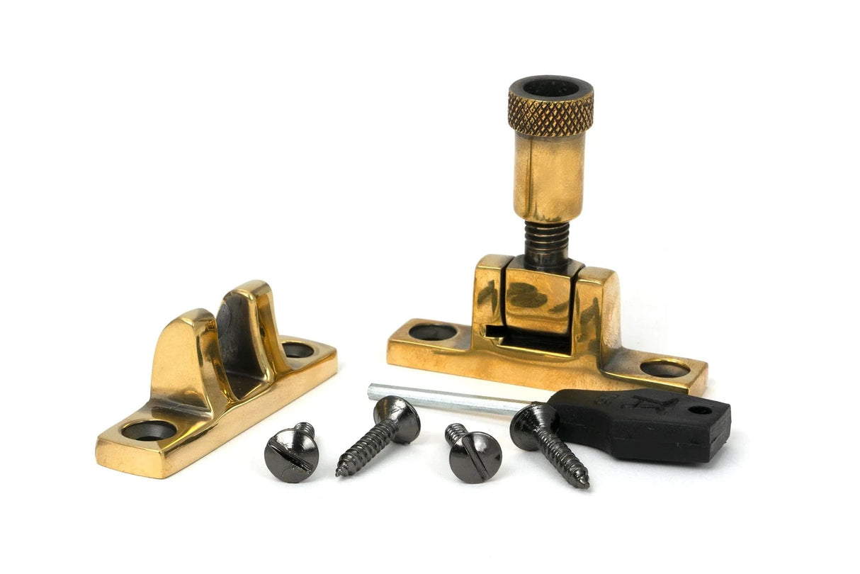 From The Anvil Window Furniture Aged Brass / Sash Window Brighton Fasteners / Yes From The Anvil - Aged Brass Brompton Brighton Fastener - Narrow (Square)