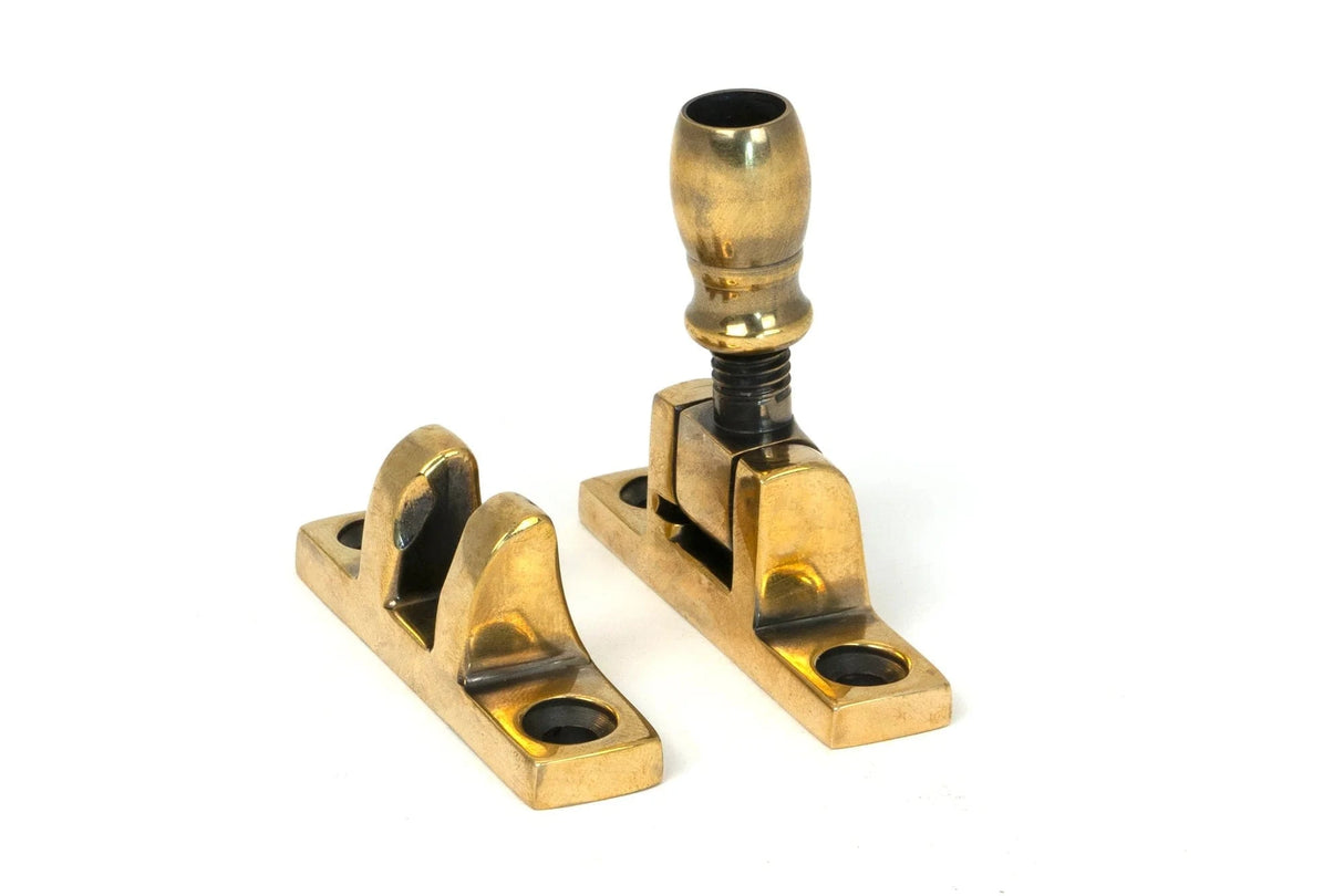 From The Anvil Window Furniture Aged Brass / Sash Window Brighton Fasteners / Yes From The Anvil - Aged Brass Mushroom Brighton Fastener - Narrow (Square)