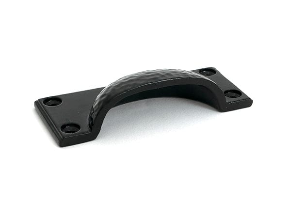 From The Anvil Cabinet Hardware Black / Cabinet Cup Pulls From The Anvil - Black Hammered Art Deco Drawer Pull