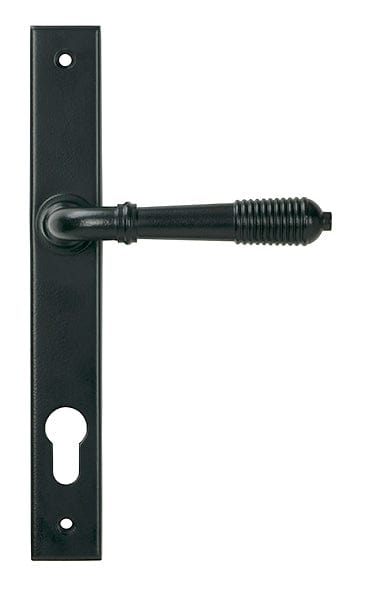 From The Anvil Door Furniture Matt Black / Multi Point Lock Set / 92mm c/c From The Anvil - Matt Black Reeded Slimline Lever Espag. Lock Set