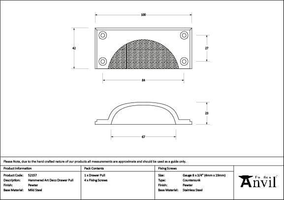 From The Anvil Cabinet Hardware Pewter Patina / Cabinet Cup Pulls From The Anvil - Pewter Hammered Art Deco Drawer Pull