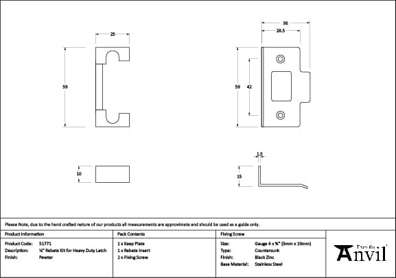 From The Anvil Locks & Latches Pewter Patina / Rebate Kits From The Anvil - Pewter Rebate Kit for Heavy Duty Latch