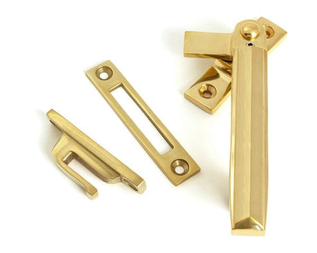 From The Anvil Window Furniture Polished Brass / Yes / Mortice & Hook Place From The Anvil - Polished Brass Locking Art Deco Fastener - RH