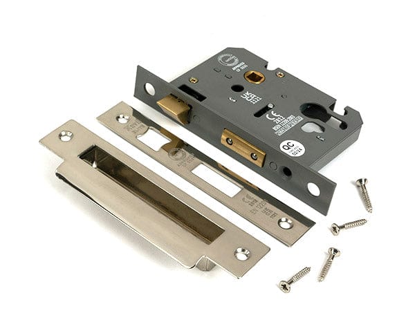 From The Anvil Locks & Latches Polished Nickel / DIN Euro Sash Lock / 3" / 76mm From The Anvil - Polished Nickel 3" Euro Profile Sash Lock
