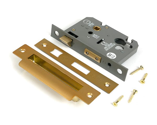 From The Anvil Locks & Latches Satin Brass / DIN Euro Sash Lock / 3" / 76mm From The Anvil - Satin Brass 3" Euro Profile Sash Lock