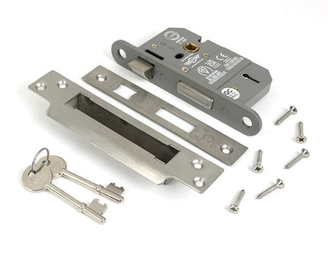 From The Anvil Locks & Latches Satin Chrome / 5 Lever Sashlocks / 2.5" / 65mm From The Anvil - Satin Chrome 2.5" 5 Lever BS Sash Lock KA