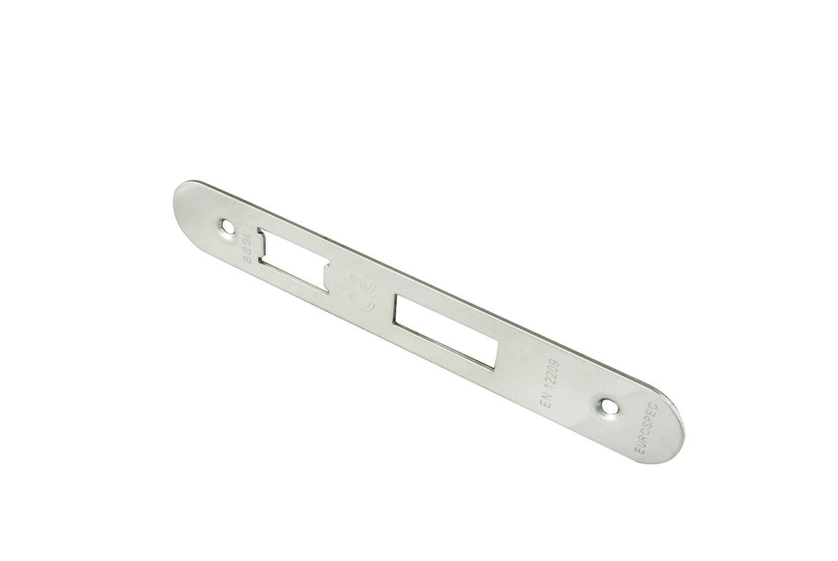 High quality image of Eurospec - Easi - T Forend Strike and Fixing Pack - Radius Forend - Bright Stain | Sku. fsf5004bss-r | Trade Door Handles.
