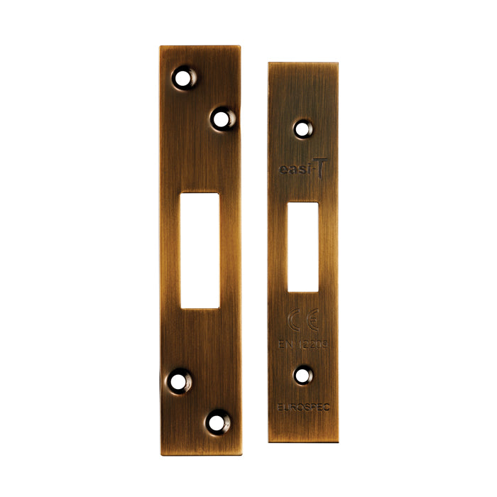 High quality image of Eurospec - Architectural Deadlock Forend & Strike Pack - Antique Brass | Sku. fsf5007ab | Trade Door Handles.