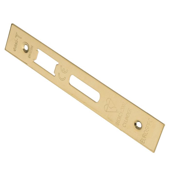 High quality image of Eurospec - Easi T Forend Strikes & Fixing Pack To Suit BS Cylinder Sashlock-PVD- | Sku. fsf5020pvd | Trade Door Handles.