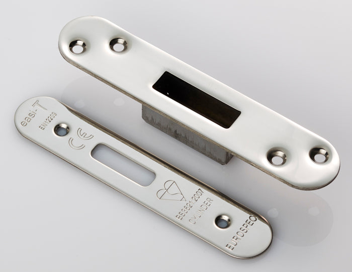 High quality image of Eurospec - Easi T Forend Strike & Fixing Pack To Suit Euro Profile BS Cylinder D | Sku. fsf5019bss-r | Trade Door Handles.