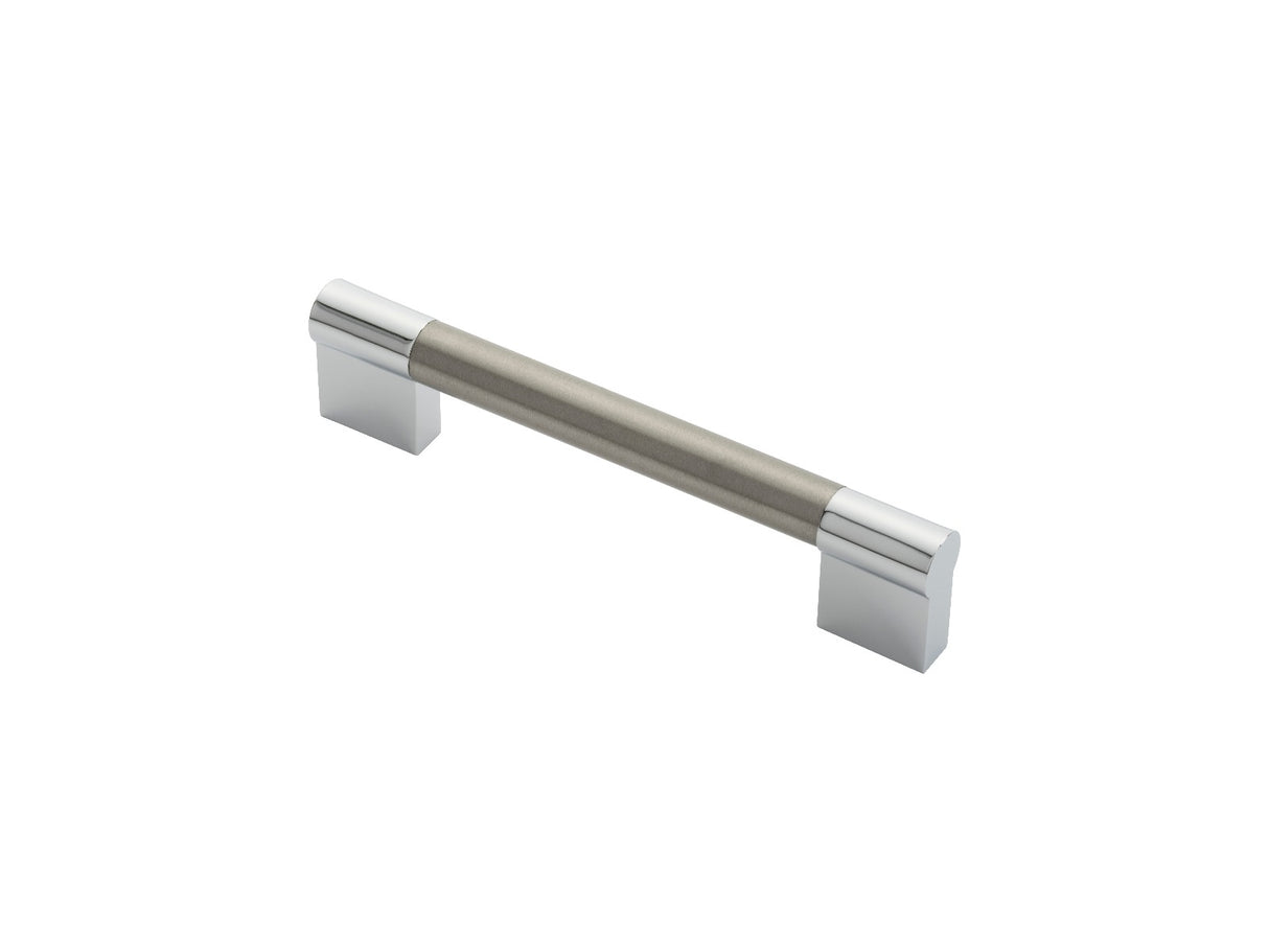 High quality image of FTD - Keyhole Handle 128mm - Satin Nickel/Polished Chrome | Sku. ftd470bsncp | Trade Door Handles.