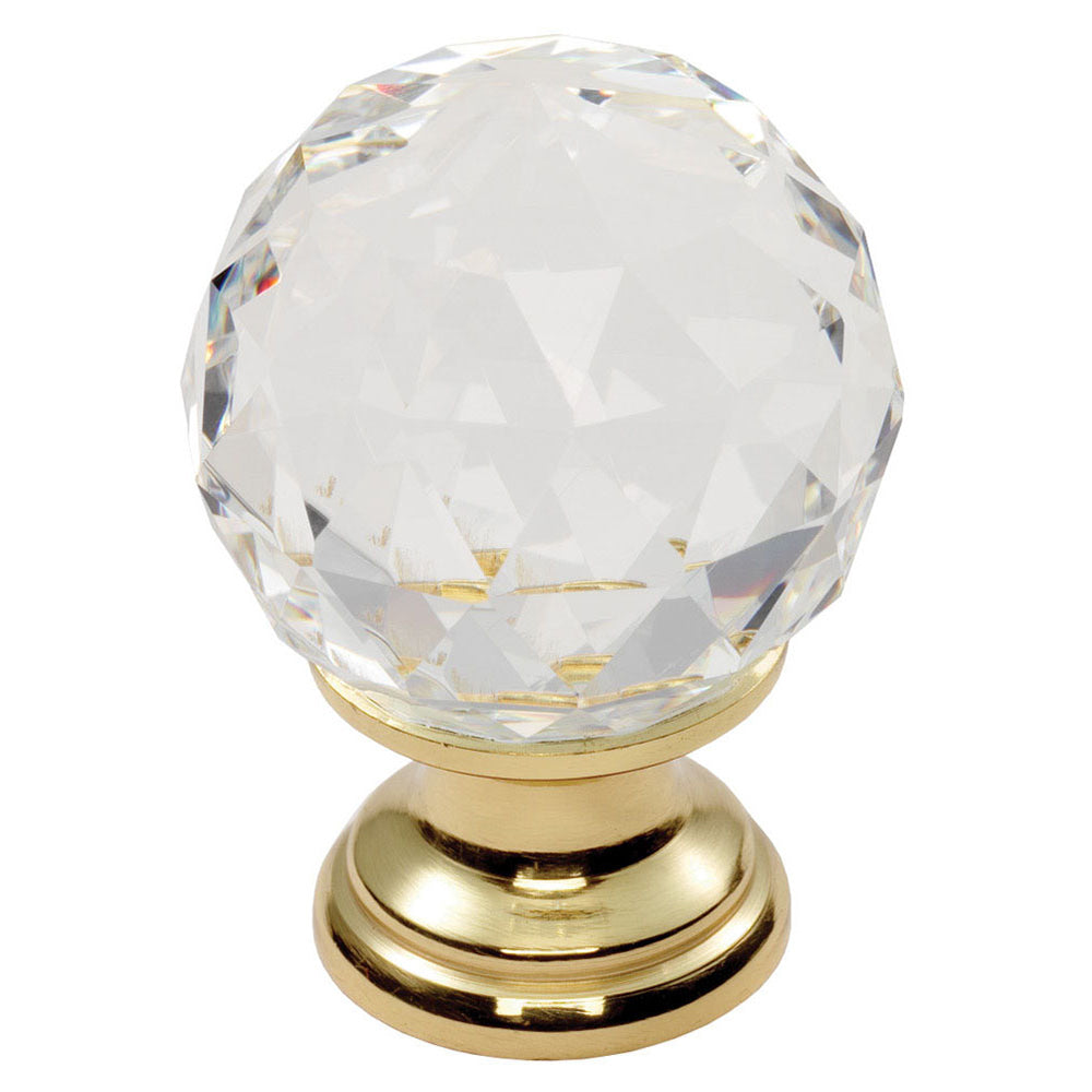 High quality image of FTD - Clear Faceted Knob 30mm - Clear Translucent Brass | Sku. ftd670bctb | Trade Door Handles.
