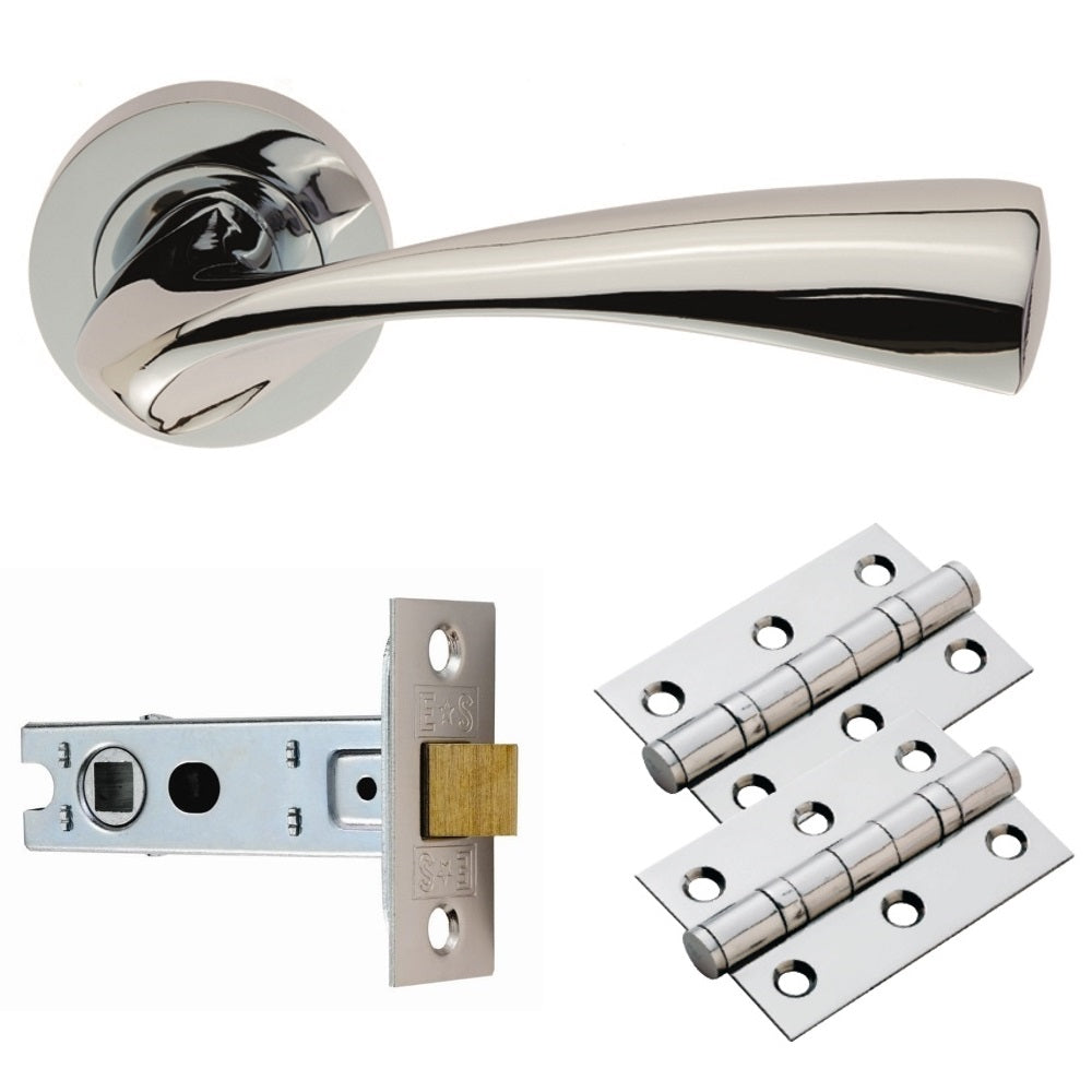 High quality image of Carlisle Brass - Sintra Lever on Rose Latch Pack - Polished Chrome | Sku. gk007cp-intb | Trade Door Handles.