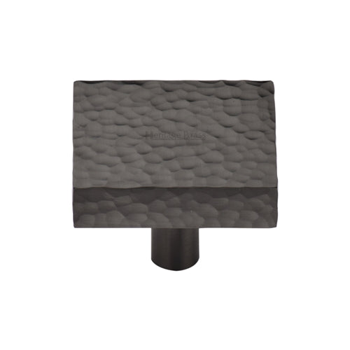 Heritage Brass Cabinet Knob Hammered Square Design 32mm Matt Bronze Finish