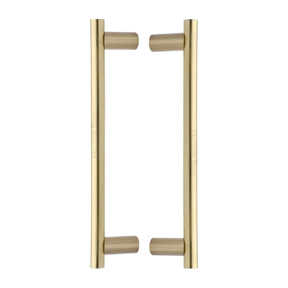 Heritage Brass Door Furniture Satin Brass / Back to Back Fixing Pack Heritage Brass - Back to Back Door Pull Handle 19mm Round Bar Design 336mm Satin