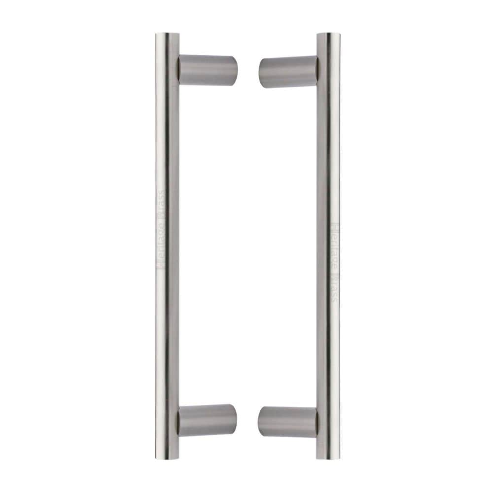 Heritage Brass Door Furniture Satin Nickel / Back to Back Fixing Pack Heritage Brass - Back to Back Door Pull Handle 19mm Round Bar Design 336mm Satin
