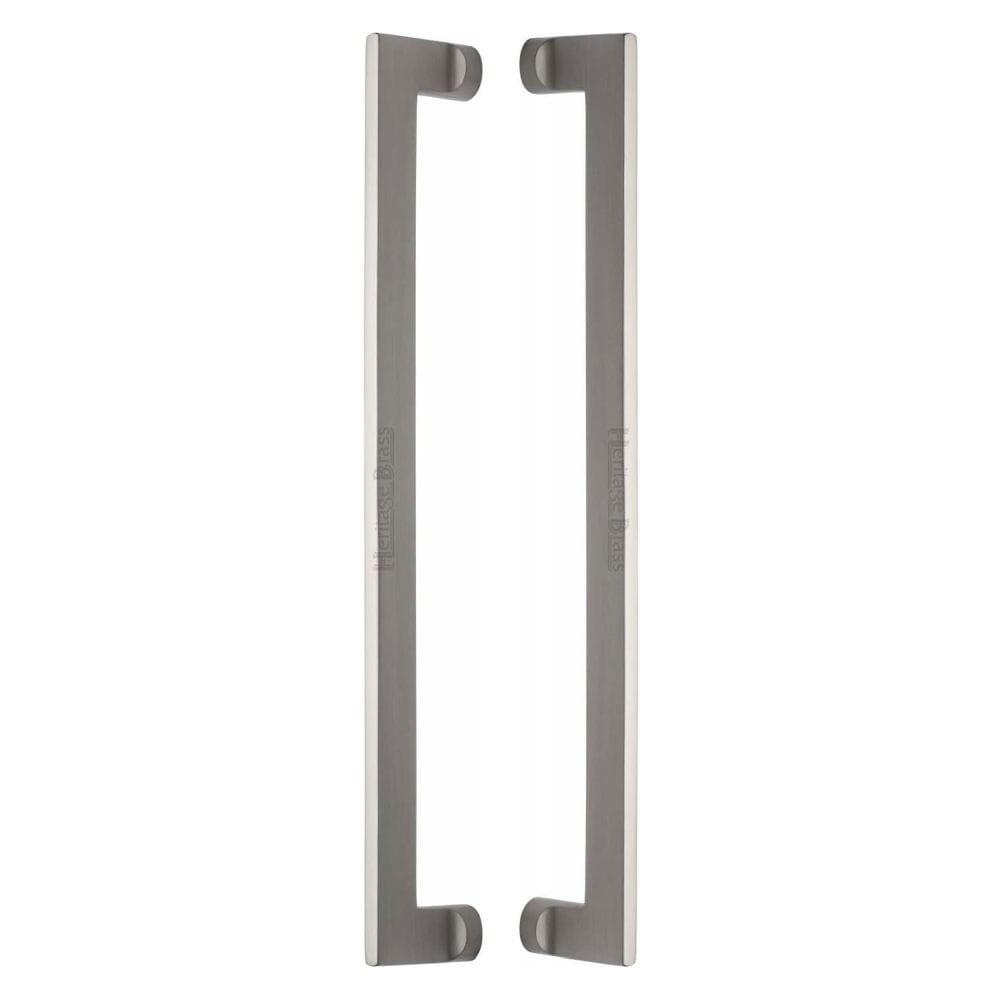 Heritage Brass Door Furniture Satin Nickel / Back to Back Fixing Pack Heritage Brass - Back to Back Door Pull Handle Apollo Design 460mm Satin Nickel F