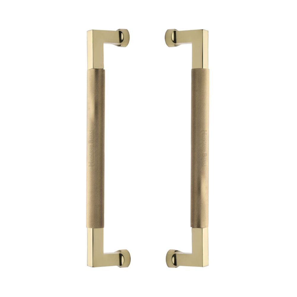 Heritage Brass Door Furniture Polished Brass / Back to Back Fixing Pack Heritage Brass - Back to Back Door Pull Handle Bauhaus Knurled Design 330mm Polished Brass Finish