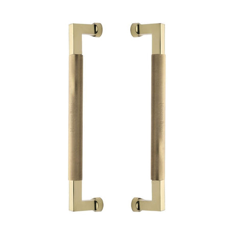 Heritage Brass Door Furniture Polished Brass / Back to Back Fixing Pack Heritage Brass - Back to Back Door Pull Handle Bauhaus Knurled Design 330mm Polished Brass Finish
