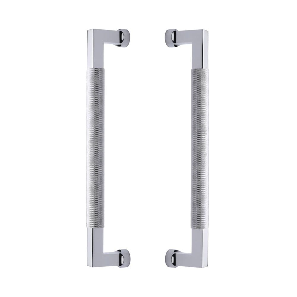 Heritage Brass Door Furniture Polished Chrome / Back to Back Fixing Pack Heritage Brass - Back to Back Door Pull Handle Bauhaus Knurled Design 330mm Polished Chrome Finish