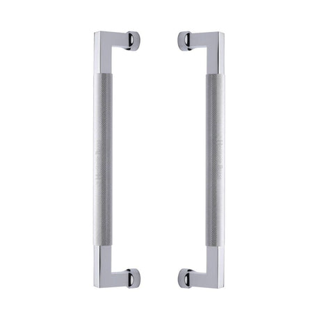 Heritage Brass Door Furniture Polished Chrome / Back to Back Fixing Pack Heritage Brass - Back to Back Door Pull Handle Bauhaus Knurled Design 330mm Polished Chrome Finish
