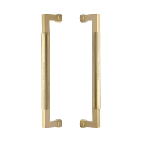 Heritage Brass Door Furniture Satin Brass / Back to Back Fixing Pack Heritage Brass - Back to Back Door Pull Handle Bauhaus Knurled Design 330mm Satin Brass Finish